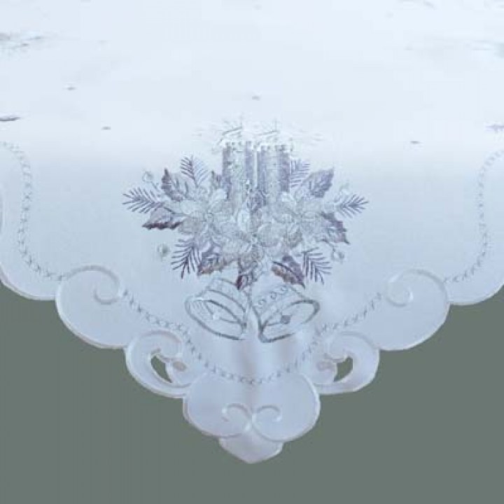 Raebel OHG Tischdecke Stickerei Winterdorf Tanne Weihnachten weiß Deko Weihnachtstischdecke hellgrau-weiß, 85 x 85 cm Raebel OHG Tischdecke Stickerei Winterdorf Tanne Weihnachten weiß Deko Weihnachtstischdecke hellgrau-weiß, 85 x 85 cm